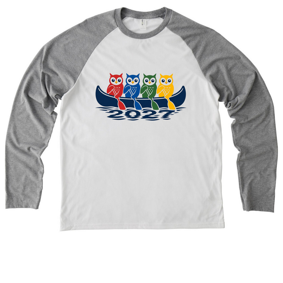 Whoo Canoes?, a Aluminum Grey/ Bright White Allmade Eco Triblend Colorblock Raglan Long Sleeve Tee