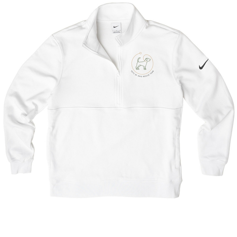 Good Trouble Saves Lives, a White Nike Club Fleece Half Zip Pullover