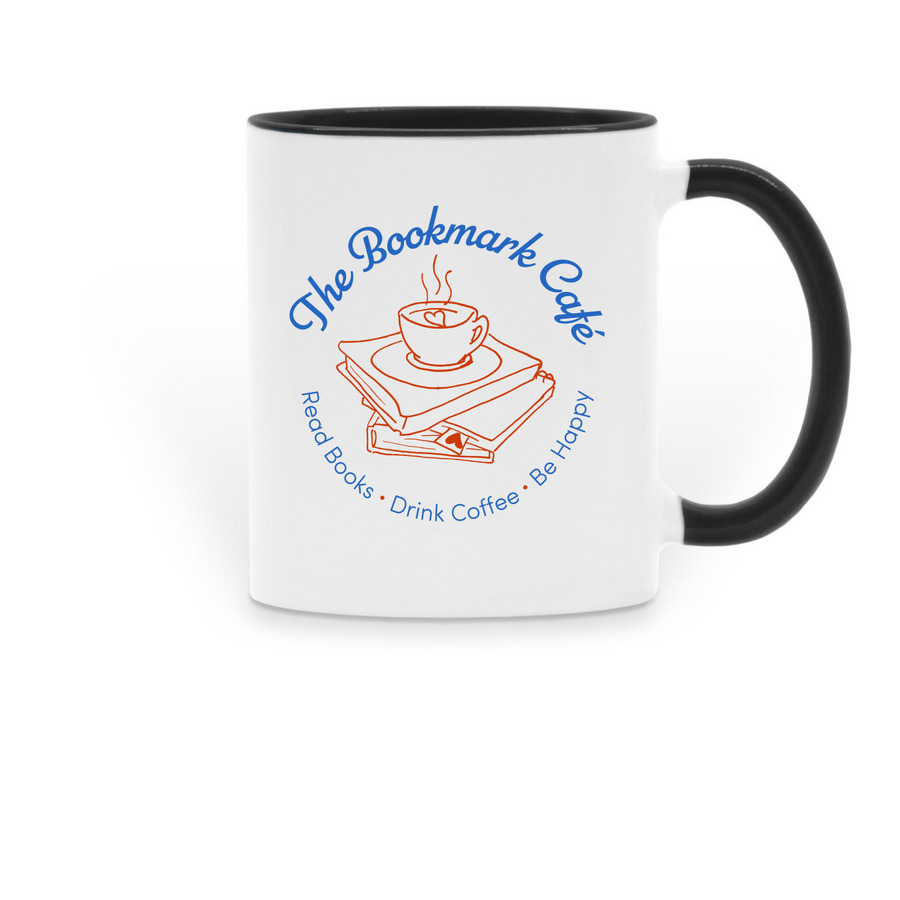 The Bookmark Cafe Mug, a Black Two-Tone Ceramic Mug
