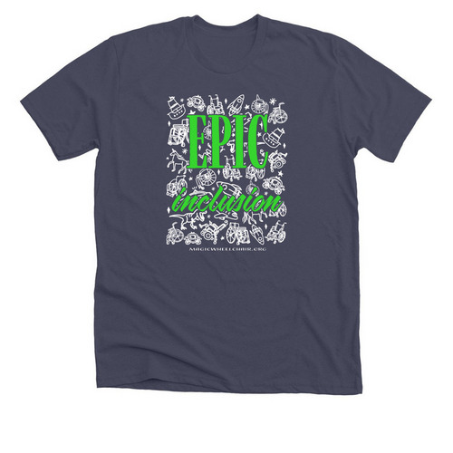 Magic Wheelchair Epic Inclusion, a Heather Midnight Navy Premium Unisex Tee