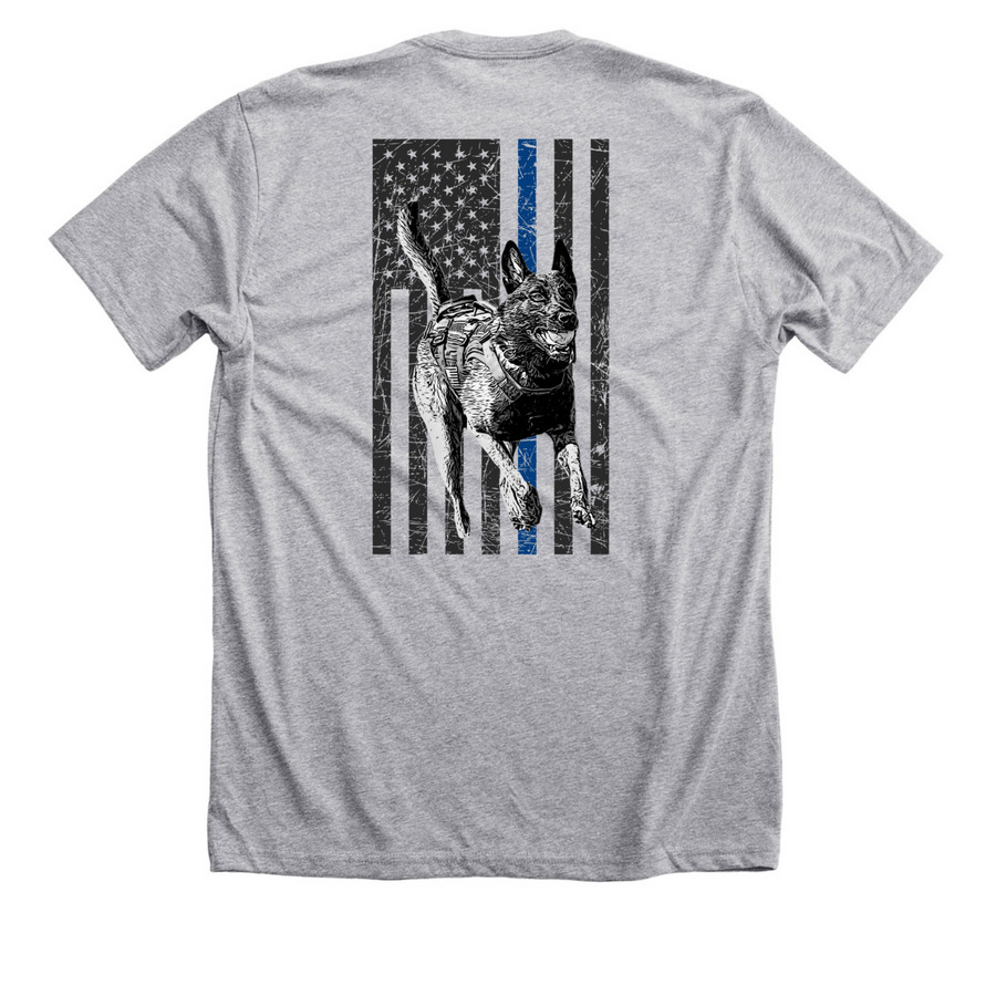 Vesting Oakland County Area K9s: K9 Fuze, a Athletic Heather Premium Unisex Tee (back-view)