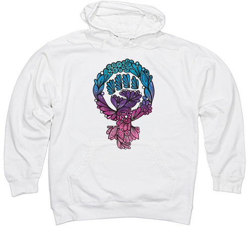 Zentangle girl power symbol&nbsp;, a White Midweight Pullover Hoodie