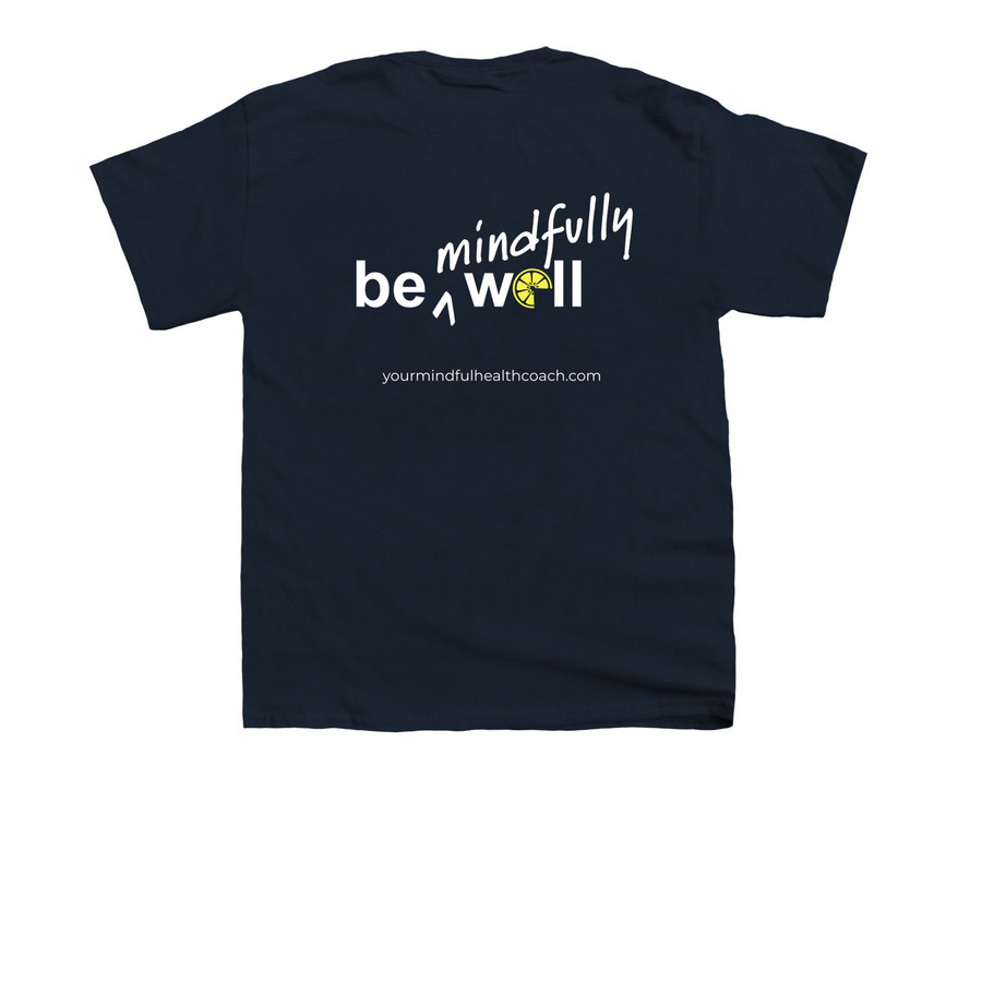 be mindfully well, a Navy Youth Unisex Tee (back-view)
