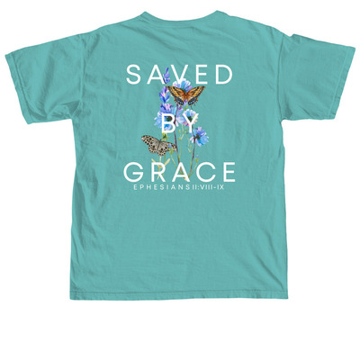 Saved by Grace, a Seafoam Comfort Colors Unisex Tee