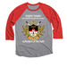 OMSDT Apparel, a Red and Premium Heather 3/4 Sleeve Baseball Tee