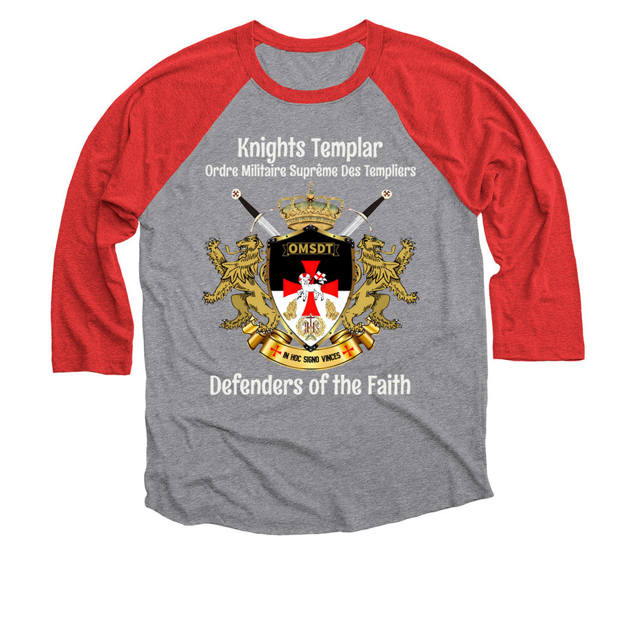 OMSDT Apparel, a Red and Premium Heather 3/4 Sleeve Baseball Tee