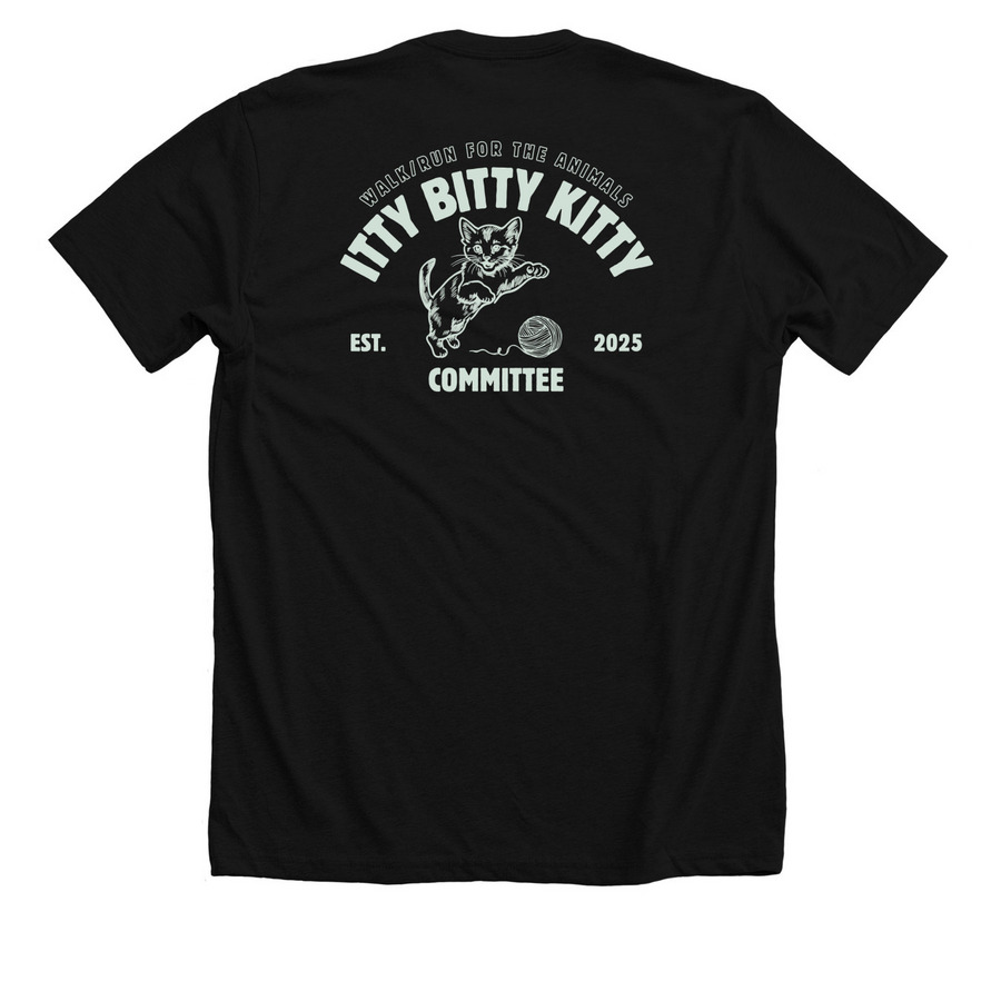The Itty Bitty Kitty Committee, a Solid Black Blend Premium Unisex Tee (back-view)