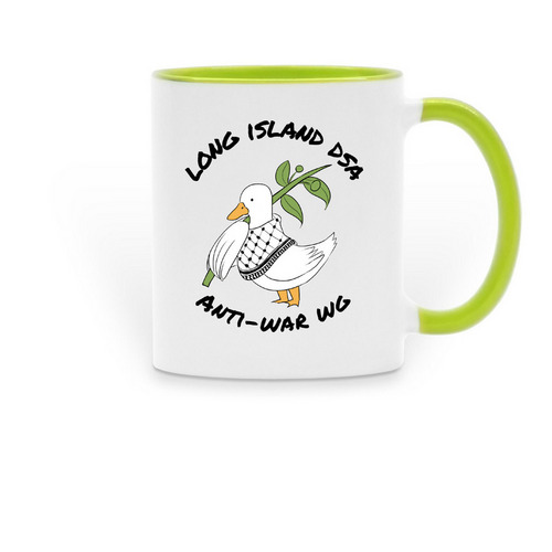 Anti-War Duck Mug, a Green Two-Tone Ceramic Mug
