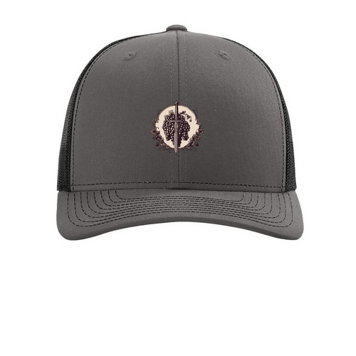 Grapes & Wrath Hats, a Charcoal/ Black Printed Snapback Trucker Cap