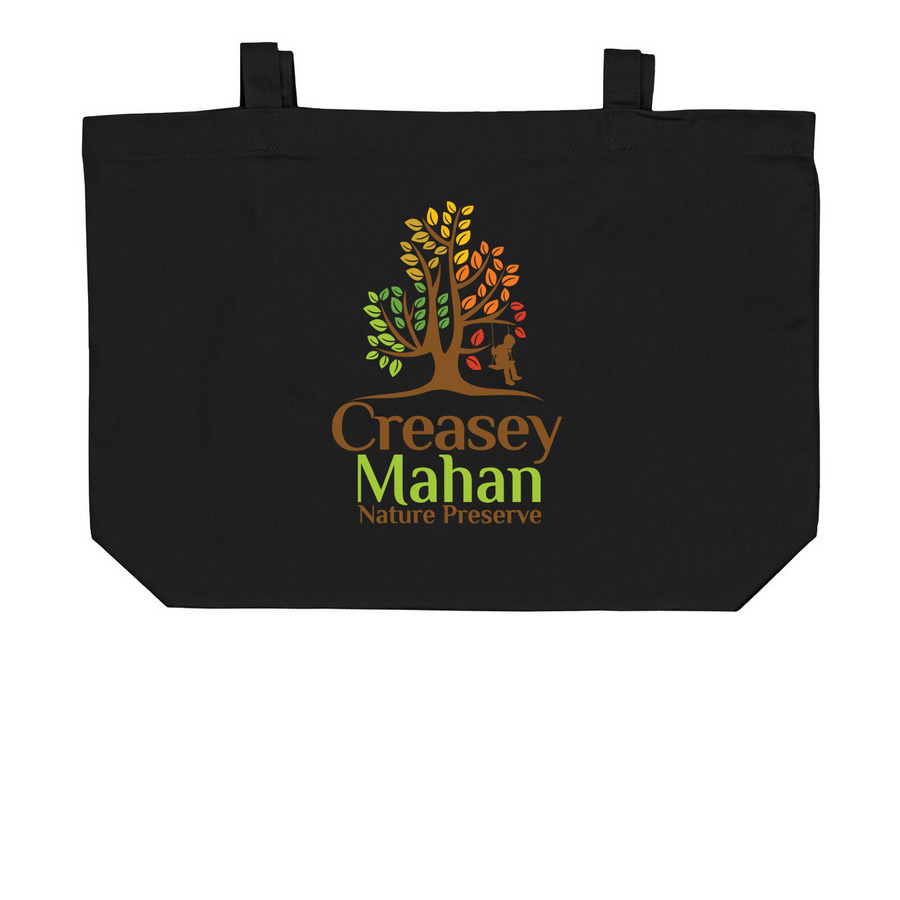 Carry Creasey Mahan Forward, a Black Large Organic Cotton Tote Bag