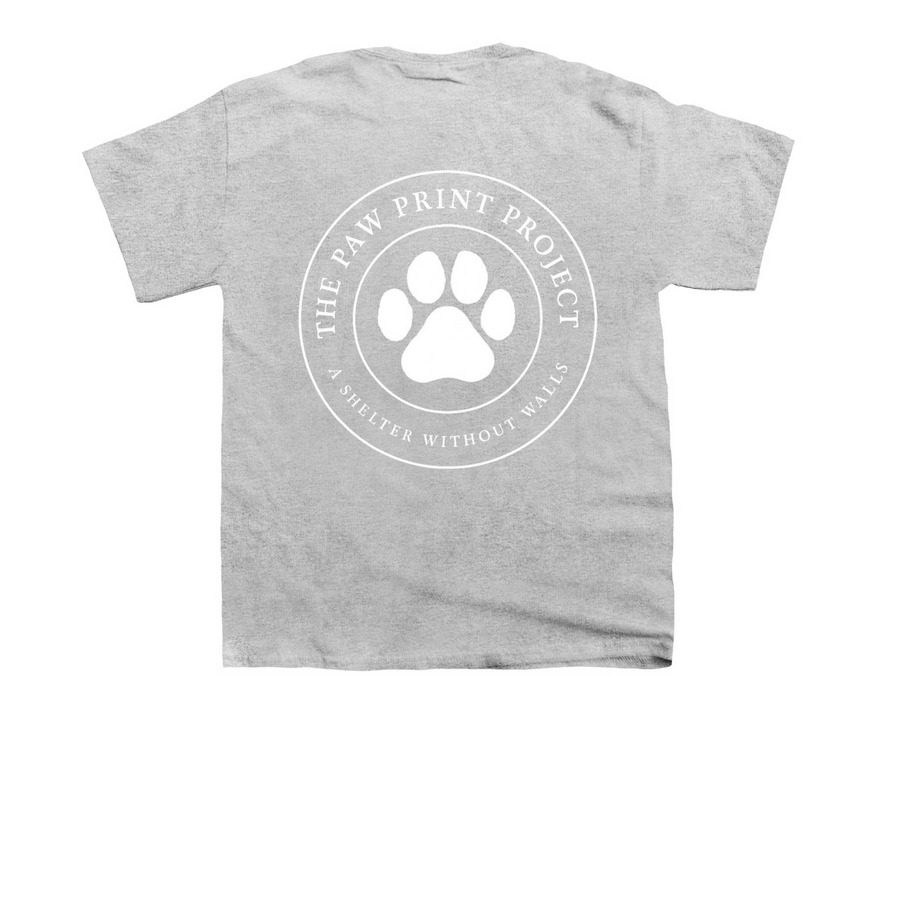The Paw Print Project, a Sport Grey Youth Unisex Tee (back-view)