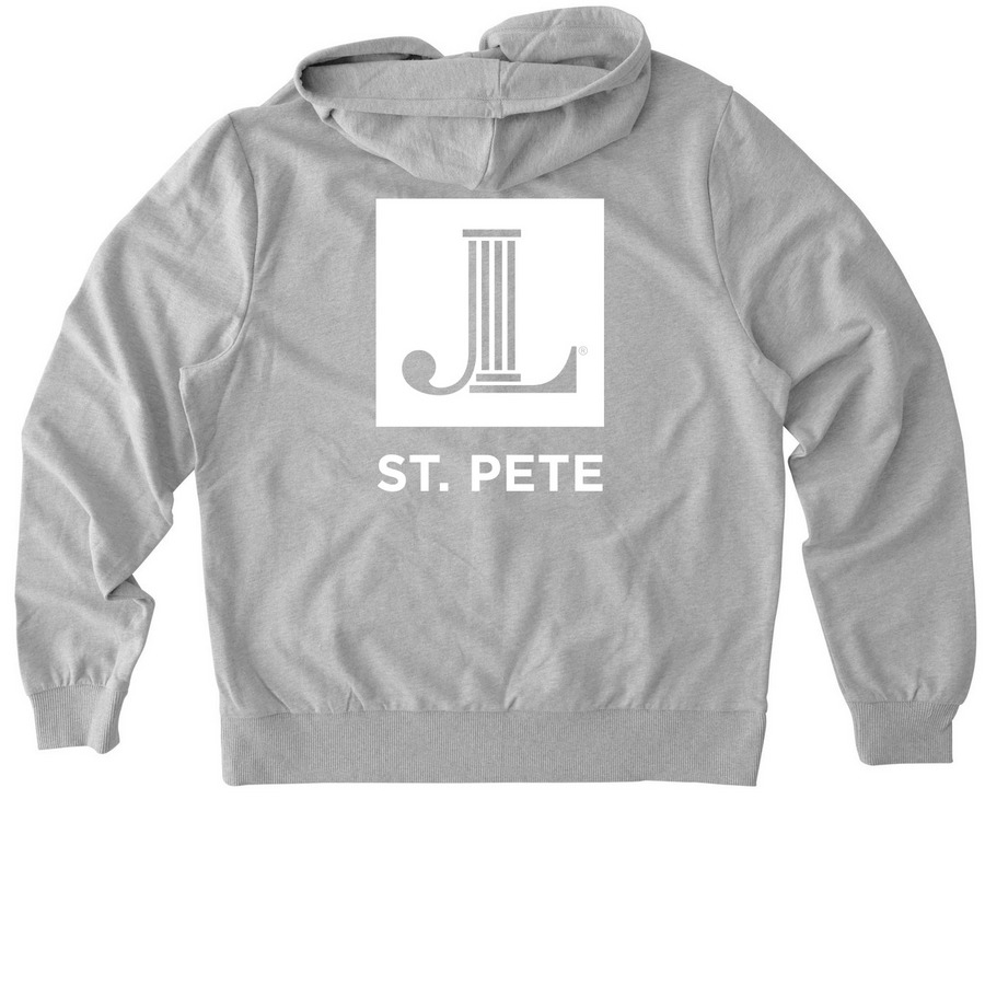 JLSP Love Pullover & Zip Up (2-Sided Print), a Granite Grey Heather Allmade Organic French Terry Zip Up Hoodie (back-view)