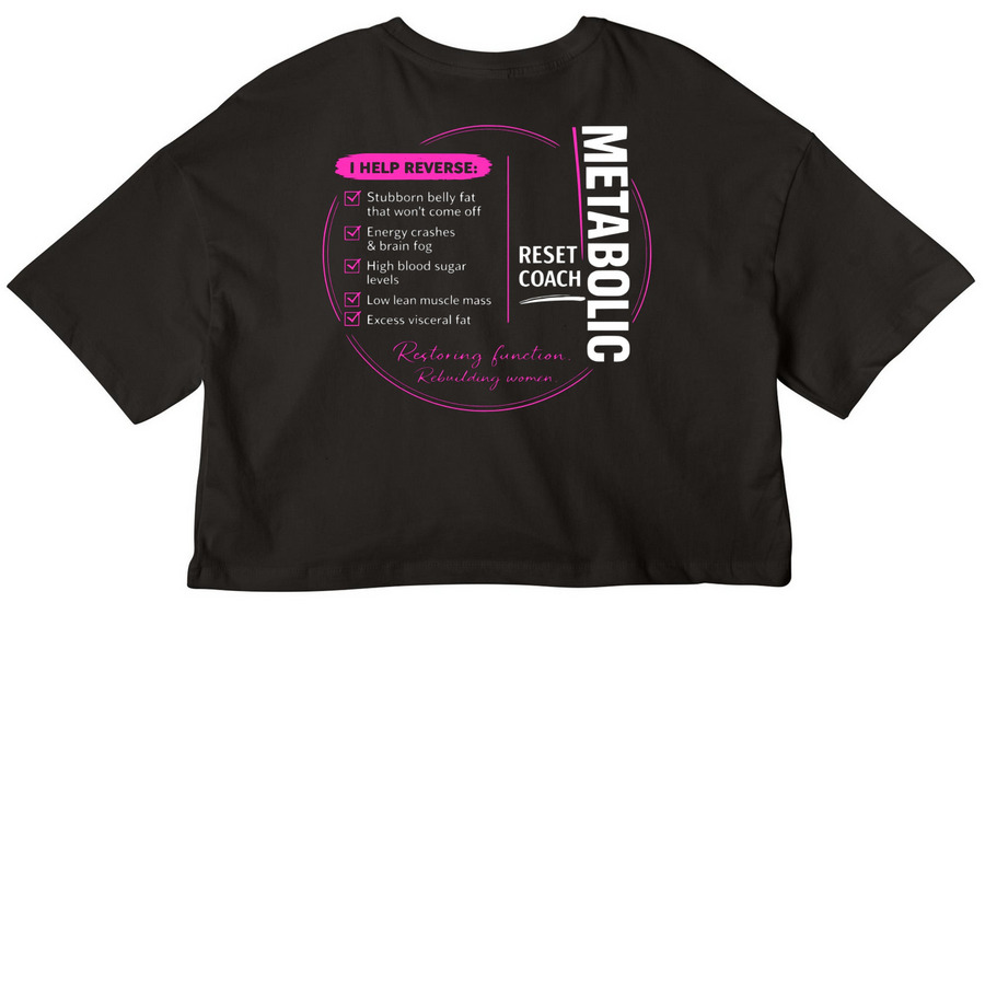 Crop top-pink, a Black Women?s Cropped Cotton Tee (back-view)