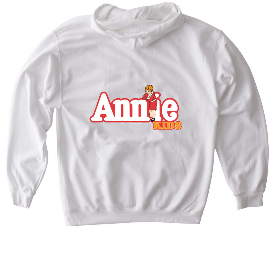 Annie Kids Cast Hoodie&nbsp;, a White Gildan Softstyle Pullover Hoodie (back-view)