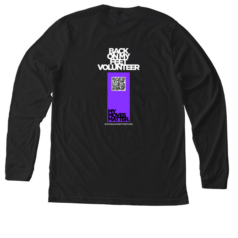 MMTM Volunteer Shirt Dark, a Solid Black Blend Premium Long Sleeve Tee (back-view)