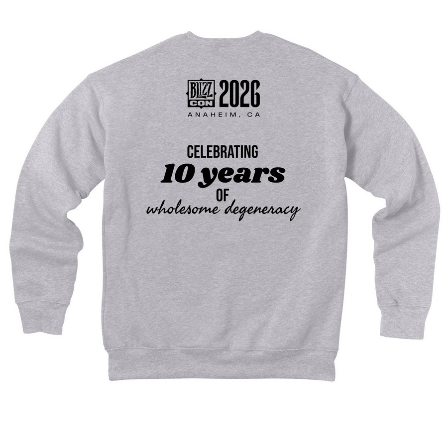 Rally Blizzcon 2026 Anniversary, a Athletic Heather Premium Drop Shoulder Sweatshirt (back-view)