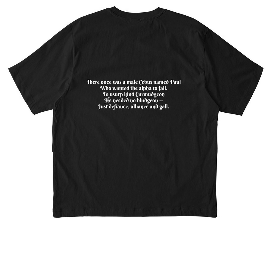 Curmudgeon: Legendary Leader, a Black Stanley/Stella Unisex Freestyler Heavyweight Tee (back-view)