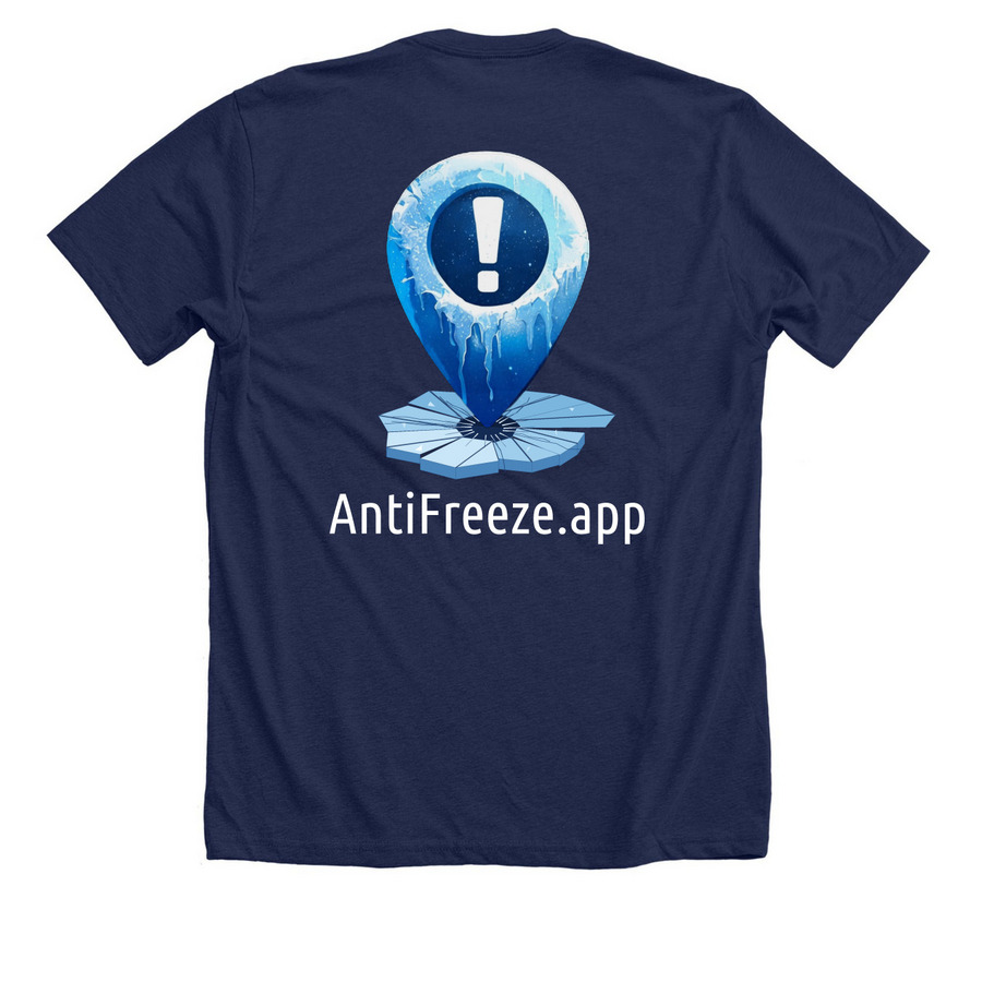 Don't let ICE Freeze Your Neighborhood, a Solid Navy Blend Premium Unisex Tee (back-view)