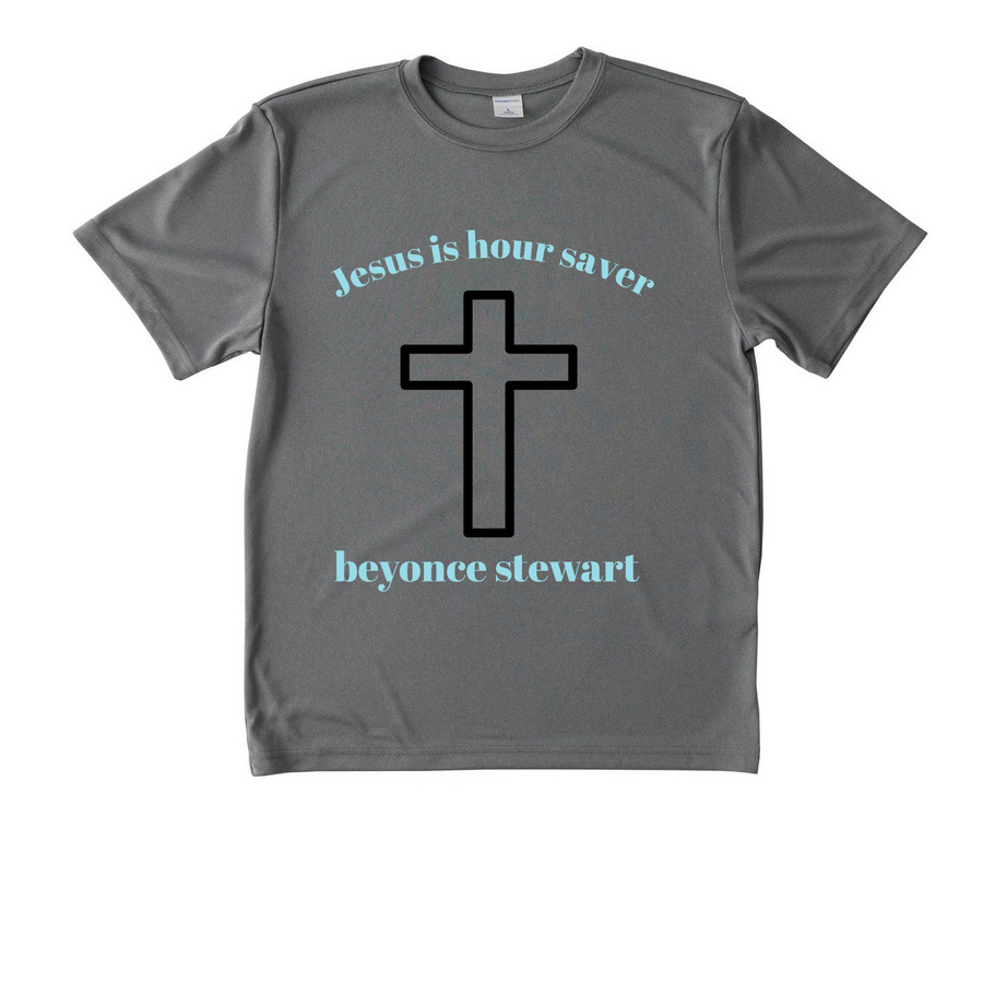 Jesus is hour saver, a Grey Concrete Heather Youth Performance Tee