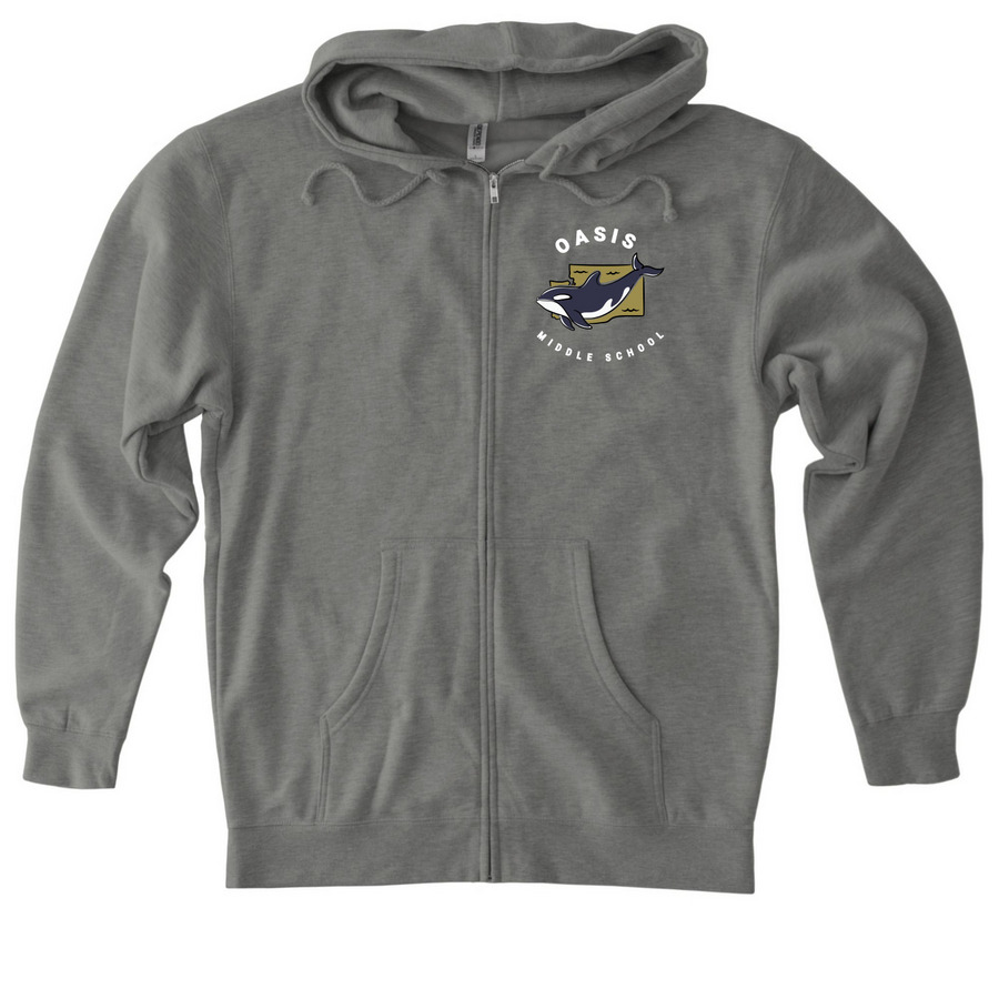 OASIS Middle School Swag, a Gunmetal Heather Heavyweight Zip Up Hoodie