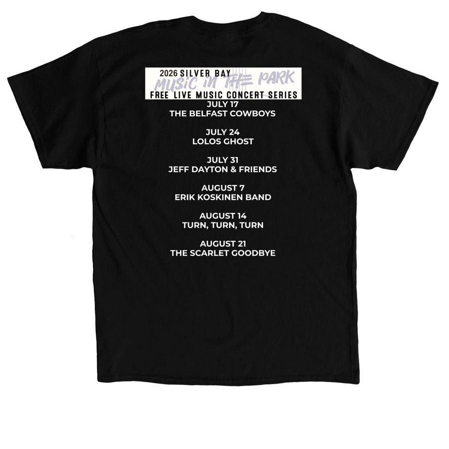 2026 Silver Bay Music in the Park Concert&nbsp;, a Black Classic Unisex Tee (back-view)