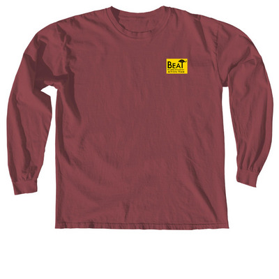BEAT Great Blue Heron (design on the back), a Brick Comfort Colors Long Sleeve Tee