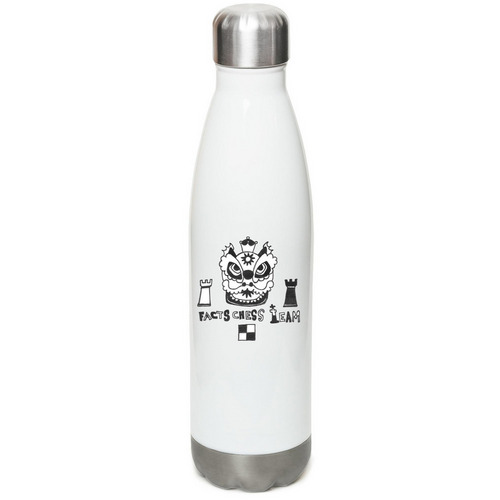 Dancing Lion Chess Team Water Bottle, a White Stainless Steel Water Bottle