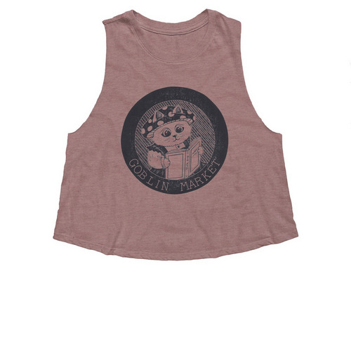 Goblin Market Logo, a Heather Mauve Women's Cropped Racerback Tank