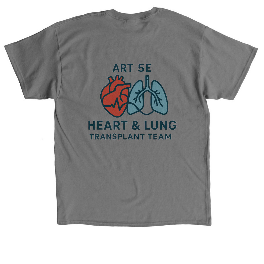 TRANSPLANT TEAM, a Charcoal Classic Unisex Tee (back-view)
