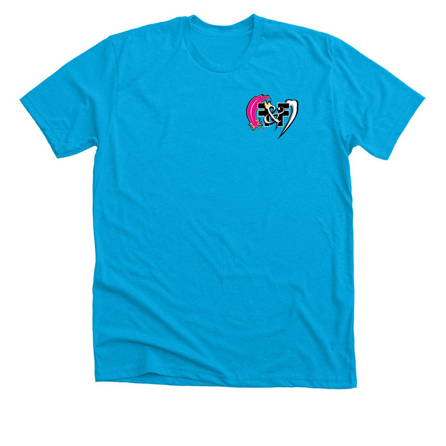 Feathers & Fangs FF Logo, a Neon Blue Premium Unisex Tee