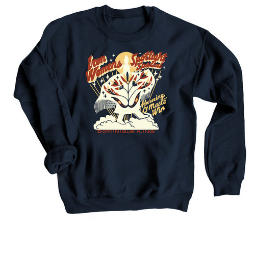 Iron Women - Interchangeable colored floral, a Navy Crewneck Sweatshirt