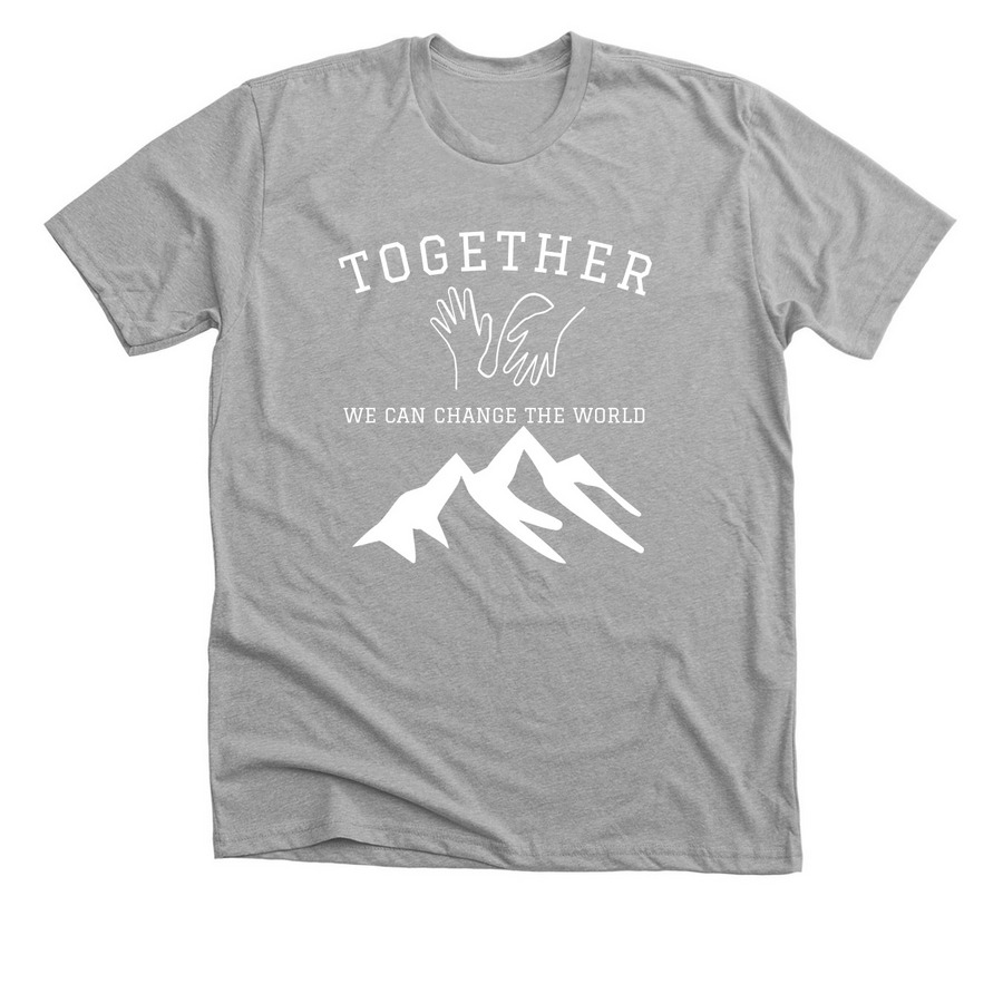 we can change the world with the love of God!, a Athletic Heather Premium Unisex Tee