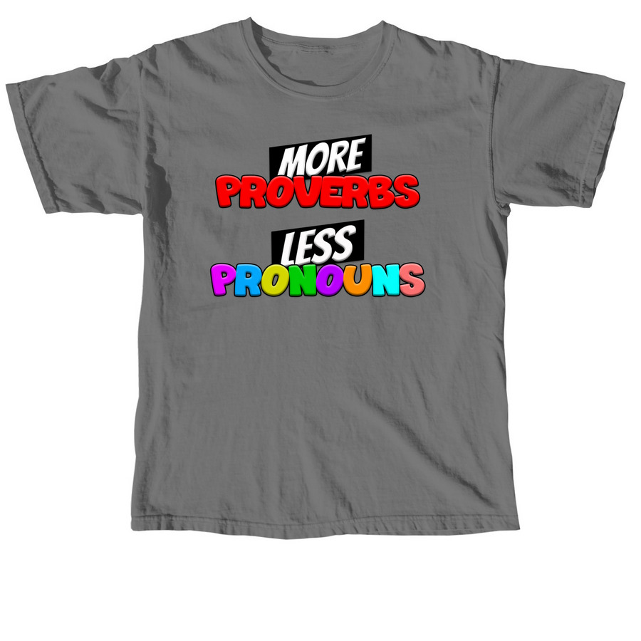 More Proverbs, Less Pronouns, a Grey Comfort Colors Unisex Tee