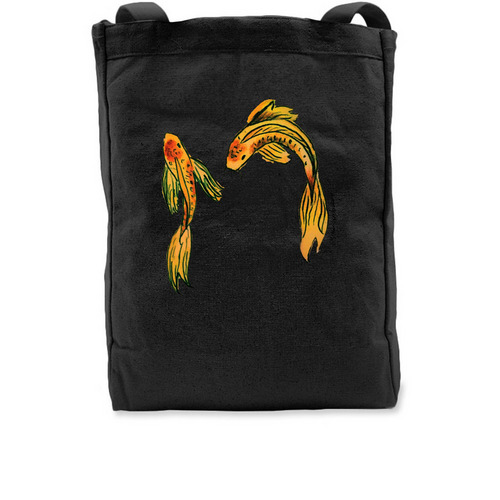 Koi Fish Tote by Megan&nbsp;, a Black Recycled Cotton Tote Bag