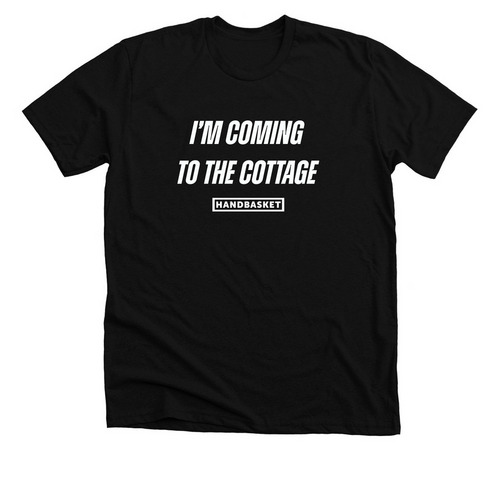 Coming to the Cottage, a Solid Black Blend Premium Unisex Tee