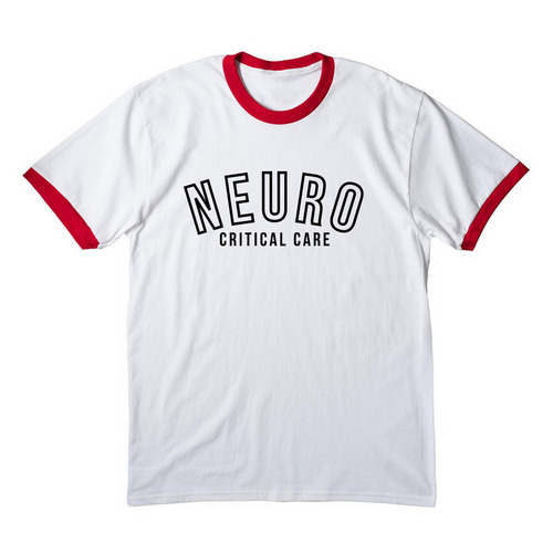 Neuro Critical, a White/ Red Cotton Ringer Tee