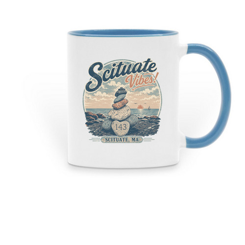 Scituate Vibes! 143 Mug, a Light Blue Two-Tone Ceramic Mug