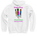 Green and Purple Sarah's Gang, a White Pullover Hoodie (back-view)