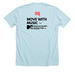 Move with Music 2024, a Heather Ice Blue Premium Unisex Tee (back-view)