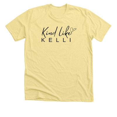 Kind Like Kelli (Black Logo), a Heather Yellow Gold Premium Unisex Tee