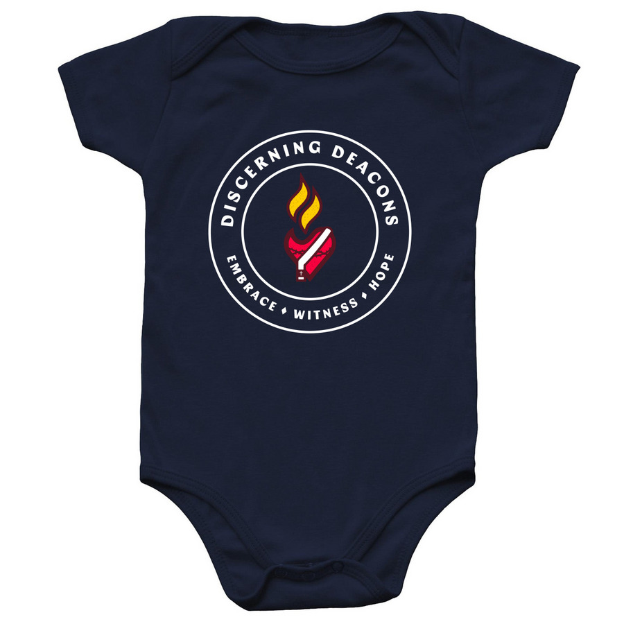 Discerning Deacons Baby Onesie, a Navy Infant Onesie