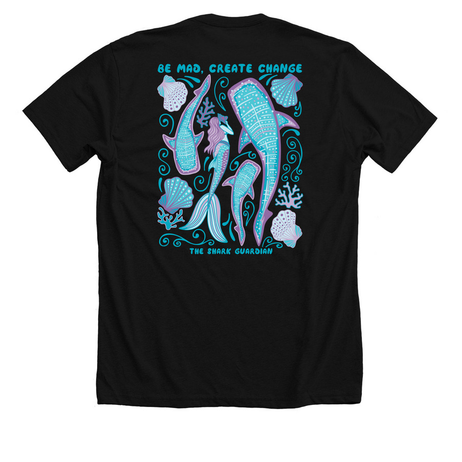 Be Mad, Create Change, a Solid Black Blend Premium Unisex Tee (back-view)