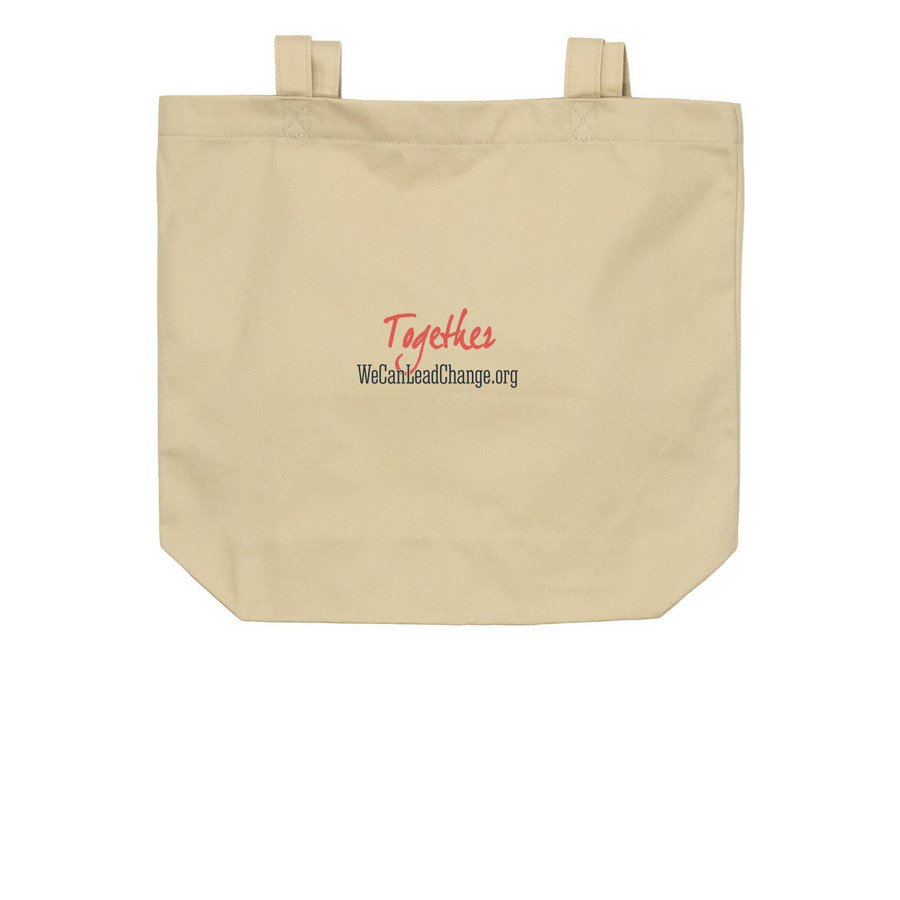 We Can Lead Change tote bags, a Oyster Organic Cotton Tote Bag (back-view)
