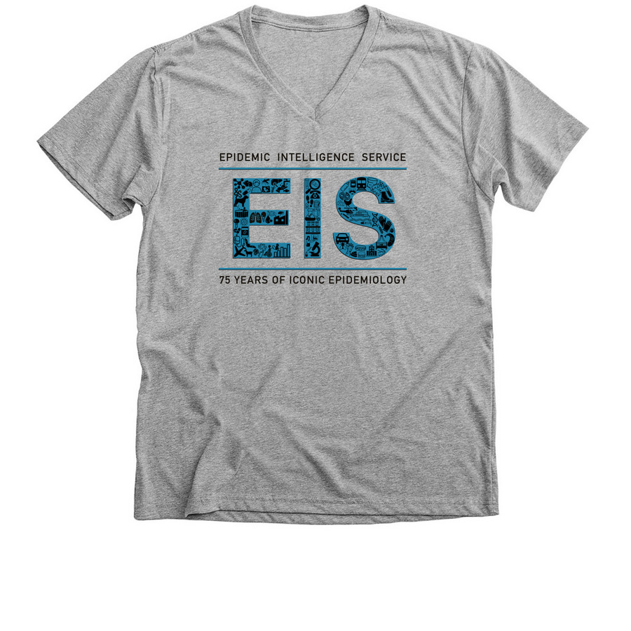 EIS 75th Anniversary V Neck shirt, a Athletic Heather Premium V-Neck Tee