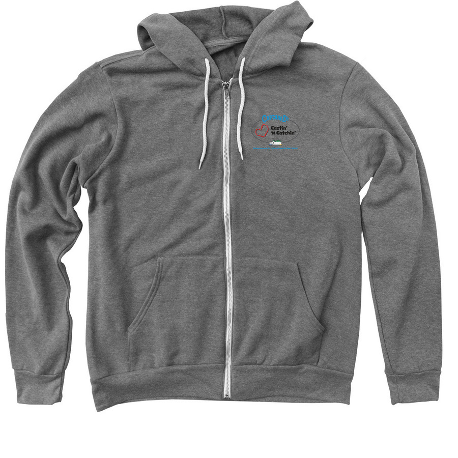 Castin' N Catchin' Apparel, a Deep Heather Zip Up Hoodie