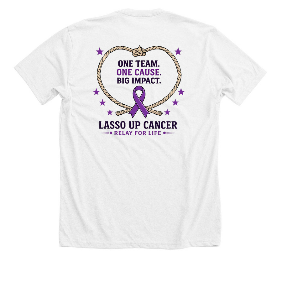 WW Lasso Up Cancer - Team Shirt, a Solid White Blend Premium Unisex Tee (back-view)