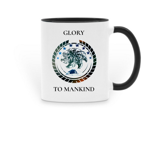 Glory, To Mankind! Mug, a Black Two-Tone Ceramic Mug