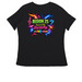 Powered By Harmony, a Black Women's Relaxed V-Neck Tee (back-view)