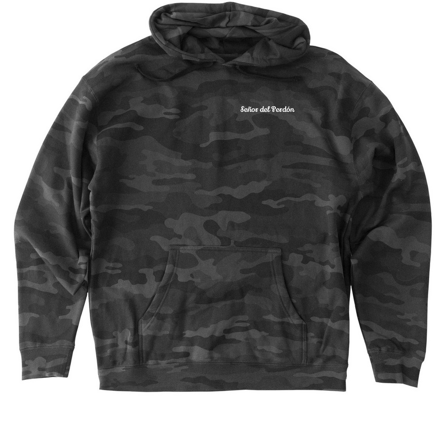 Se?or del Perd?n- Cojumatlan, Michoac?n, a Black Camo Heavyweight Camo Pullover Hoodie