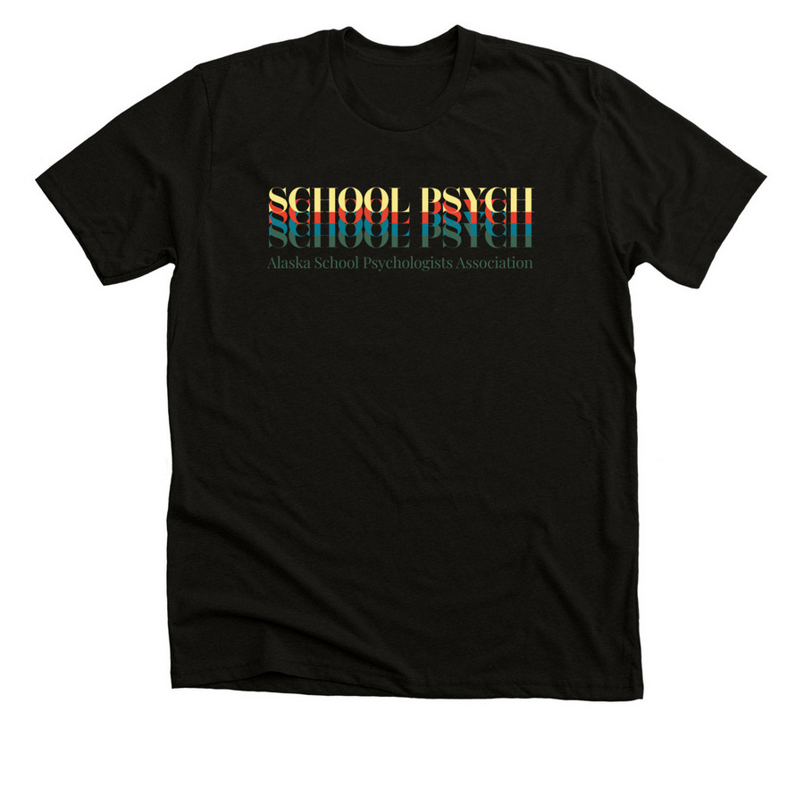 School Psych Multi-Color, a Solid Black Blend Premium Unisex Tee